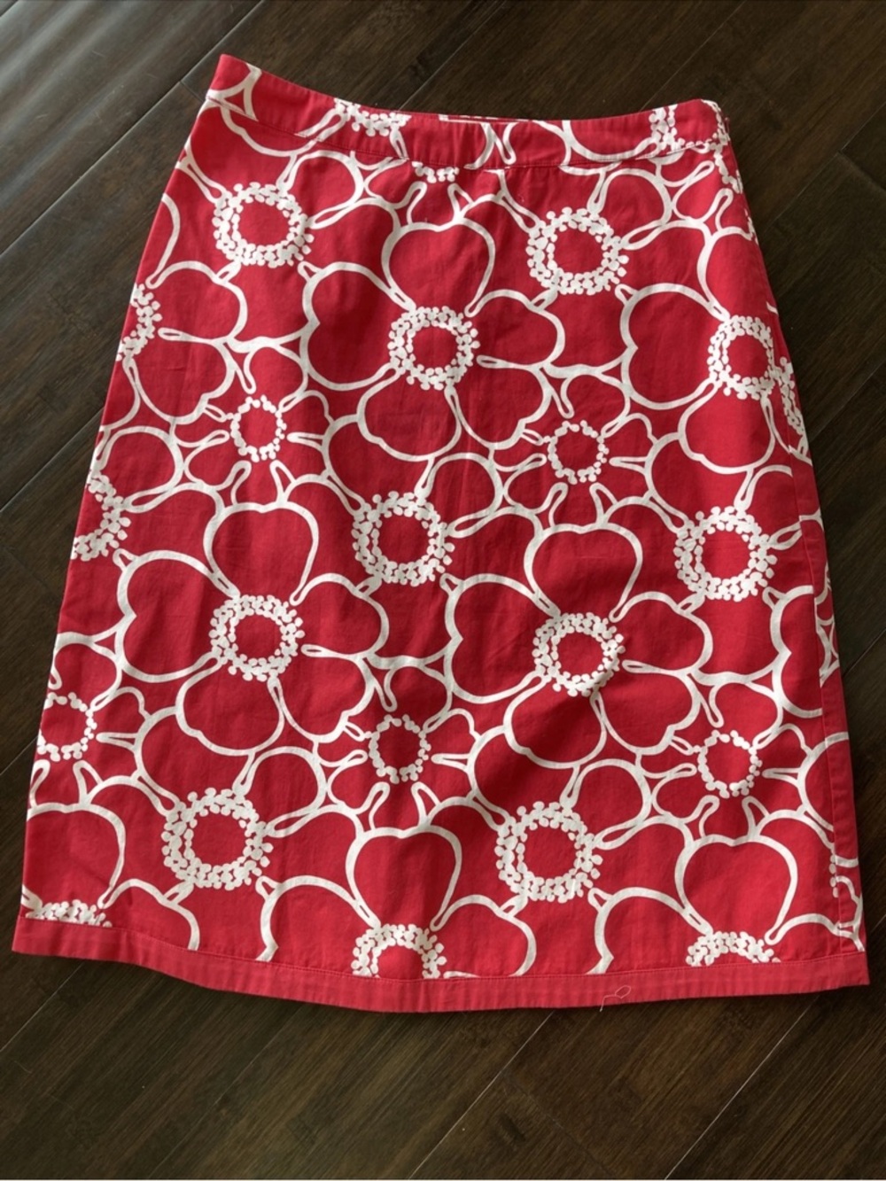 Boden Fuchsia Pink White Flower Pencil Skirt Cotton Lined Side Zip US 4R